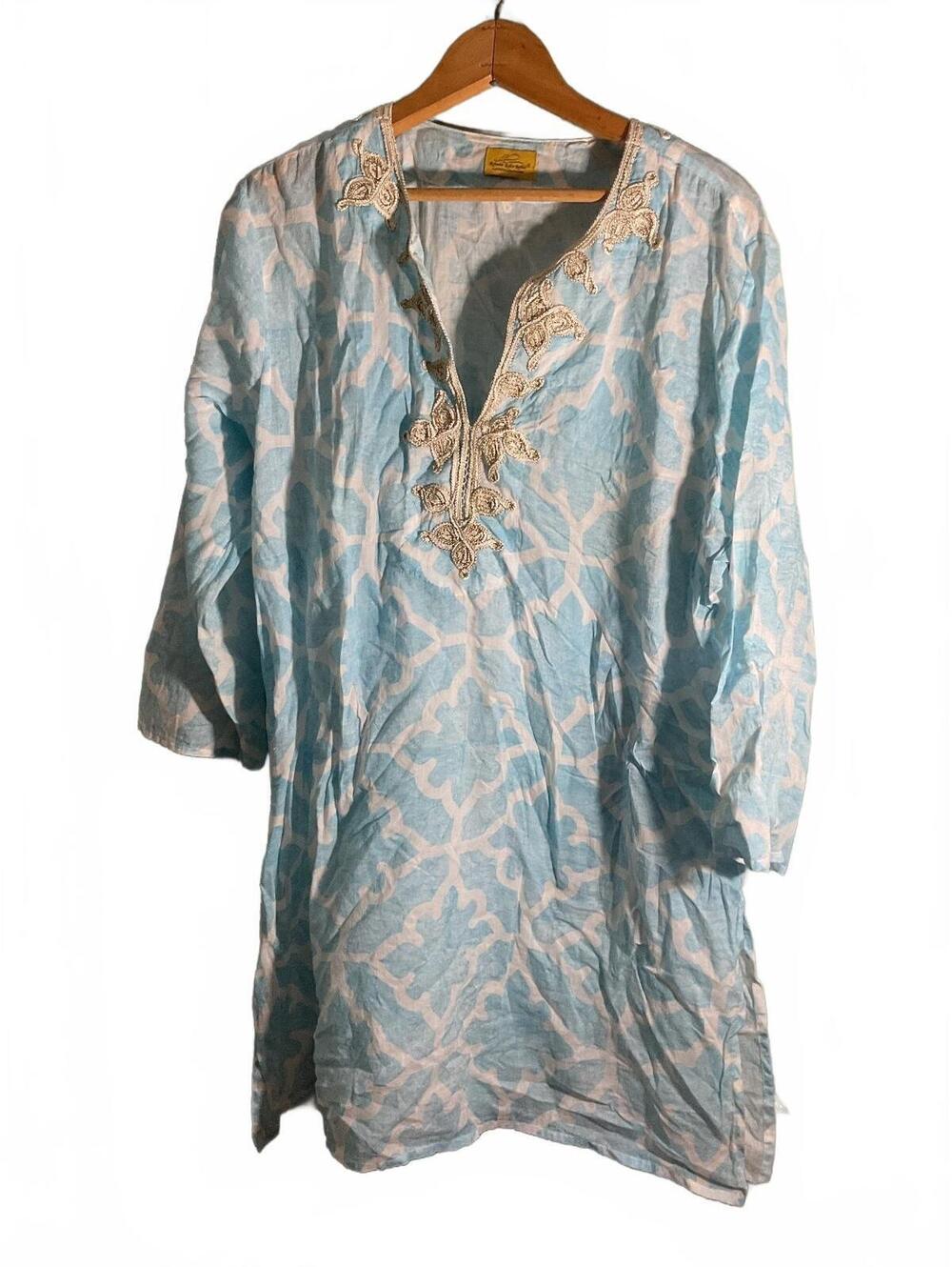 Roberta Roller Rabbit Blue and White Embroidered Tunic Dress - Picture 2 of 11